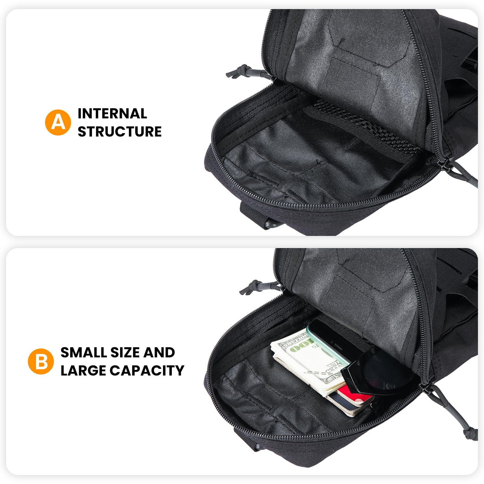 EXCELLENT ELITE SPANKER Pochettes Molle Tactiques Découpées au Laser Sac de Taille Utilitaire Sac EDC Compact, Pochette Utilitaire Militaire