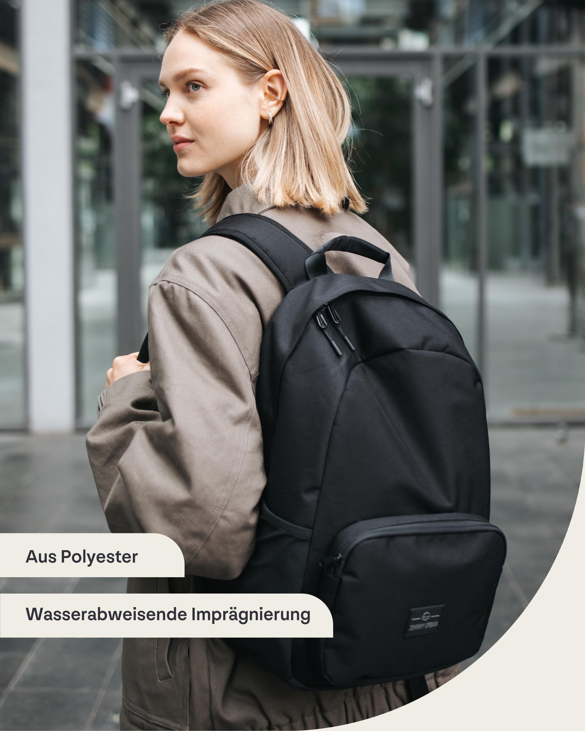 Johnny Urban Schulrucksack Teenager Schwarz - Moritz - Schultasche für Jungen & Mädchen - 17 Liter - Casual Tagesrucksack mit Laptopfach für Schule & Freizeit - Wasserabweisend