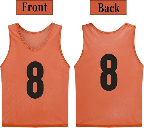 Miniatura 8 de LTHYTY Paquete de 12 camisetas numeradas 1-12  baberos de fútbol  piñones de Scrimmage  chaleco de entrenamiento de equipo para adultos y jóvenes y