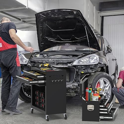 Miniatura 2 de Caja de herramientas con ruedas, caja de herramientas de alta capacidad de 8 cajones con ruedas, caja de herramientas de almacenamiento extraíble