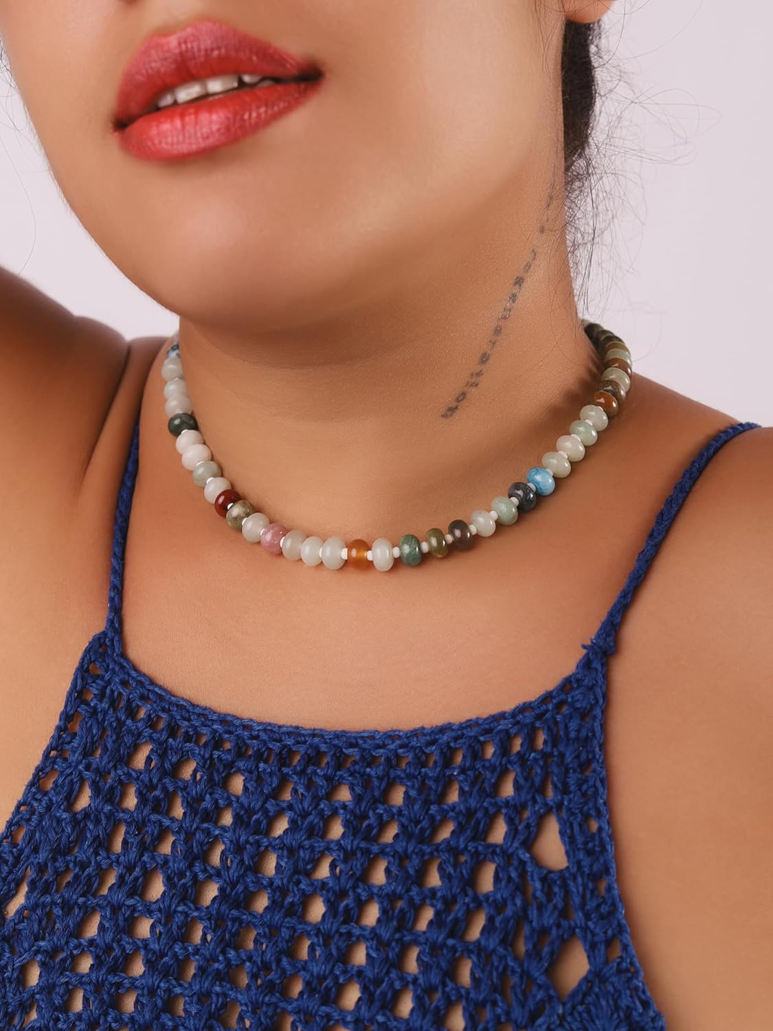 Sacina Trendy Boho Colorful Beaded Crystal Choker, Y2k Summer Beach Necklace, Boho Necklace, Hippie Jewelry, Christmas Jewelry Gift for Women - Image 2