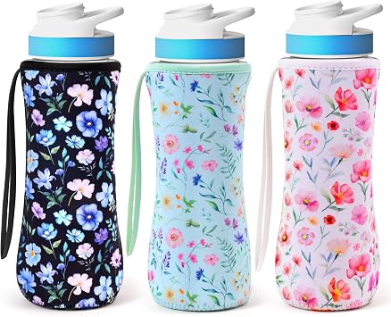 Water Bottle Sleeve for Cirkul 22 oz - 2ooya 3Pcs Compatible with 22oz Plastic & Stainless Steel Cirkul Water Bottles Cover Holder Carrier Bag Neoprene Insulated Sleeve Protector
