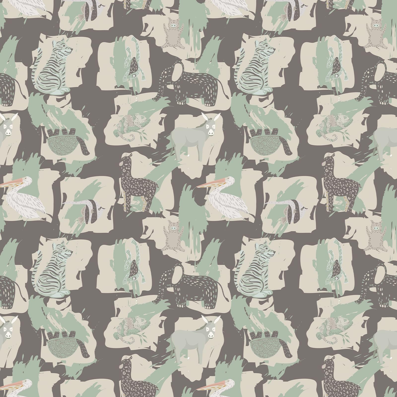 Vinjiasin Jungle Safari Peel and Stick Wallpaper Cute Animal Removable Wallpaper Self Adhesive Wall Mural for Kids Room Nursery Baby Room Playroom Living Room Wall Decor 17.7"x 200"