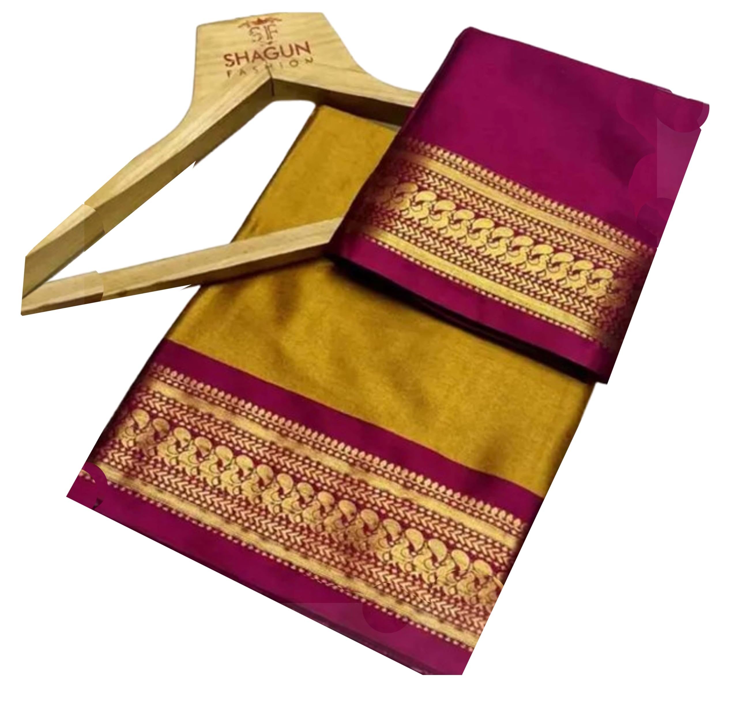 Jolly Mysore Karnataka Soft Chiffon Saree with Golden Broad Pallu Zari Border - Mustard Maroon-picture-53