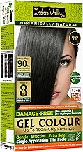 INDUS VALLEY Damage Free Natural Gel Hair Colour for Women | Ammonia & PPD Free Organic Hair Colour with 100% Grey Coverage, Long Lasting Hair Color Trial Pack (Black, 65 ml)