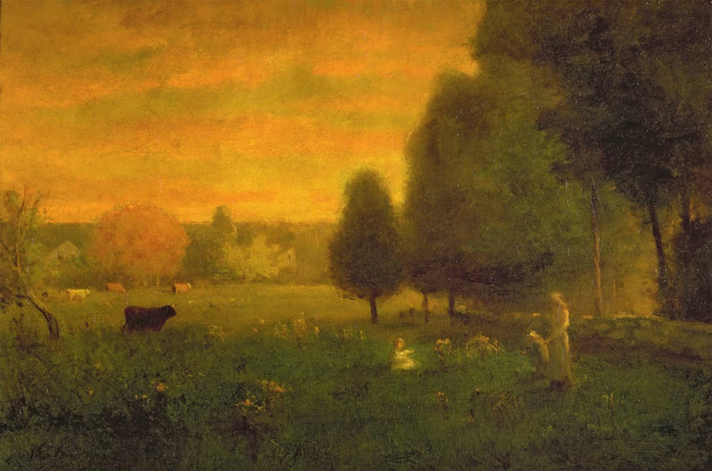ARTXLXXBN Famous Prints Artwork Pictures Poster Painting Art Sundown Brilliance by George Inness Artwork Landscape Pictures for Home Decor 60x90cm
