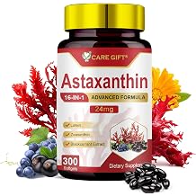 Astaxanthin Supplements 24mg 300 Softgels | 16 in 1 Formula Premium Astaxanthin Antioxidant Supplement Supports Eye Skin Joint Brain Heart Immune System Health, Fresh Microalgae Source 150 Days Supply