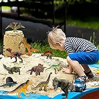 Vista 2 de OuMuaMua Juguetes de dinosaurio para niños de 3 a 5 años, paquete de 12 figuras realistas de dinosaurio de plástico que incluye T-Rex, estegosaurio