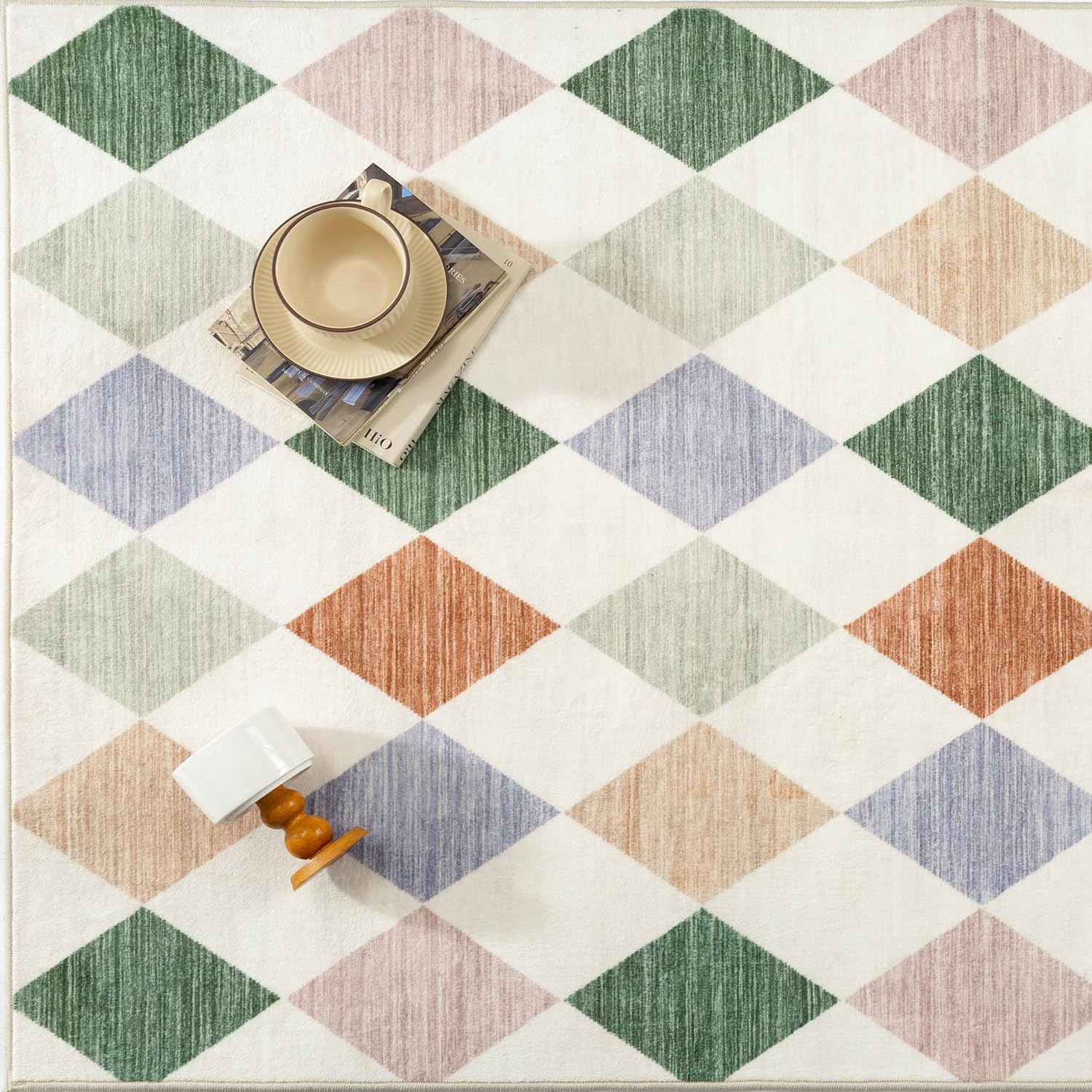 6x9 Checkered Washable Area Rug for Living Room Bedroom Colorful Soft Modern Non Slip Large Throw Rug Lightweight Low Pile Neutral Carpet Office Dining Room Classroom Playroom - Image 7