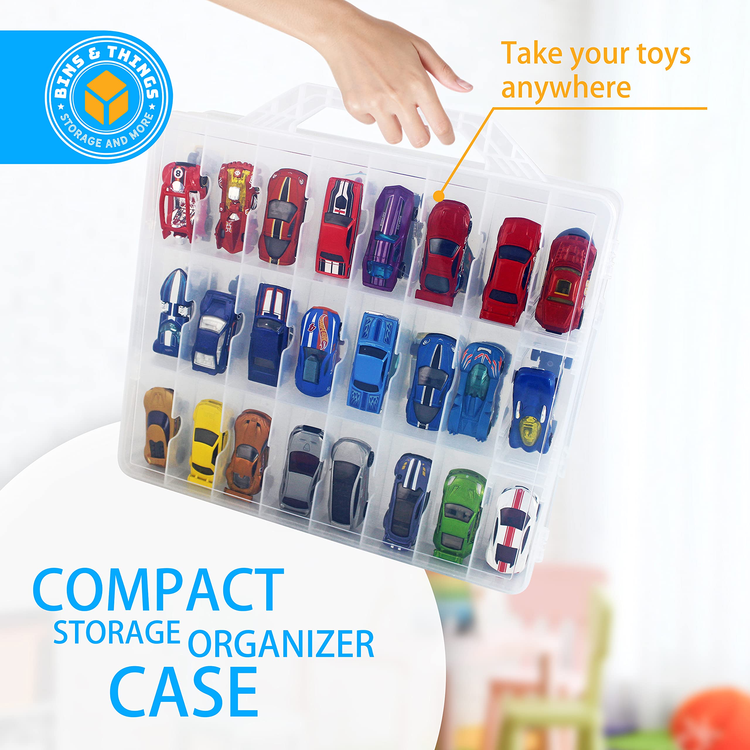 Bins & Things Toys Organizer Storage Case with 48 Compartments Toy Display Case Compatible