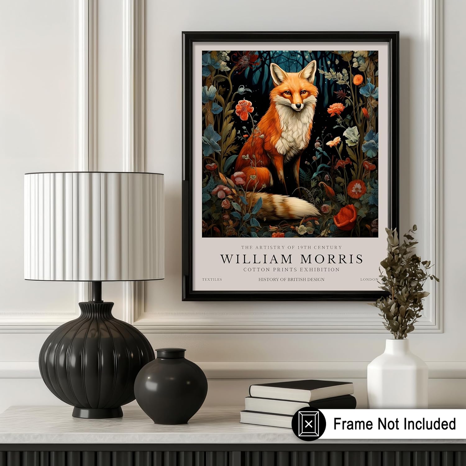 Poster Master William Morris Poster - Red Fox Print - Botanical Art - Exhibition Art - Flower Design - Floral Illustration - Animal Illustration - Aesthetic Design - Living Room or Bedroom Decor - 8x10 Unframed Wall Print