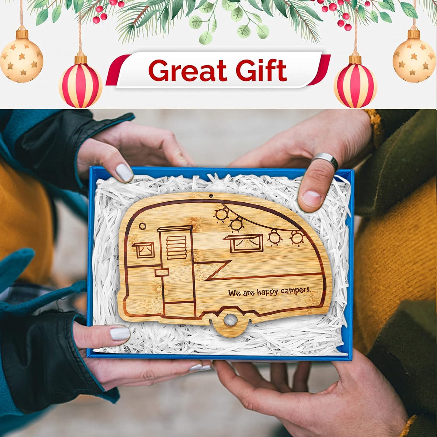 Happy Camper Bamboo Cutting Board,Retro RV Engraved Camping Cutting Board, Camper Decor RV Gift for Couple,Camping,Housewarming&Party - Image 7