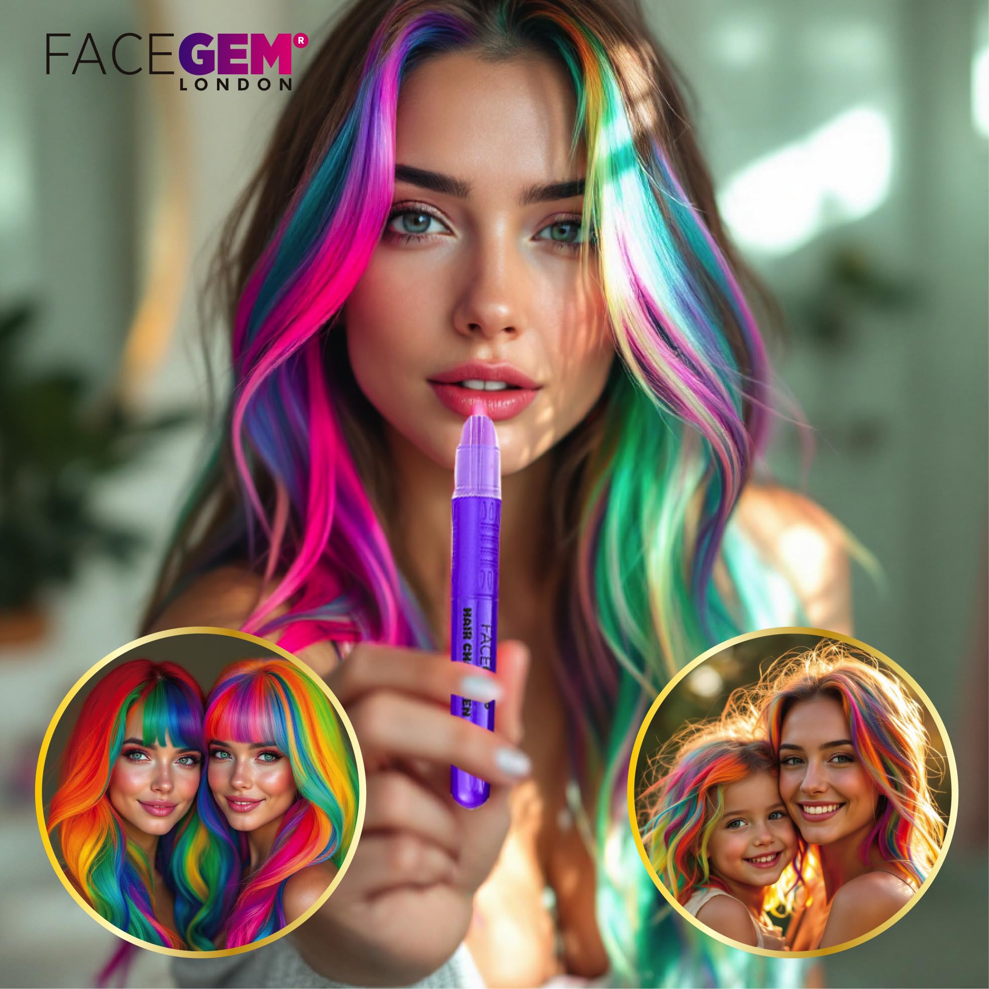 12 Haarkreiden, 12 neon- und metallische Haarkreiden, ungiftig, leicht waschbar, bunt, metallisch und neonfarben, perfekt für Festivals, Halloween, Partys, Haarkreiden für Mädchen
