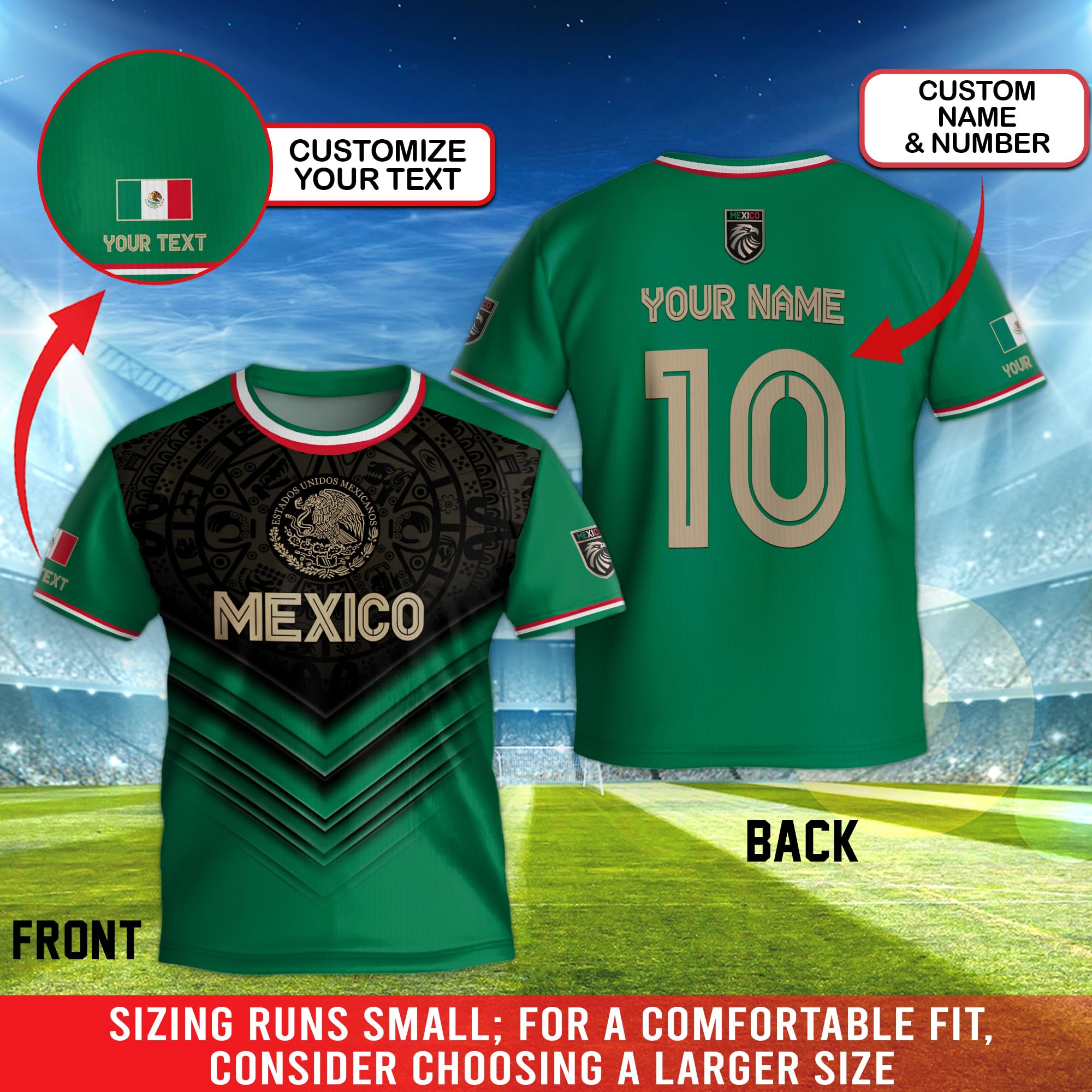 Customized Mexico Soccer Jersey for Kids, Custom Mexican Soccer Jerseys Boys Girls Youth, Mexico Soccer Jersey for Men 1