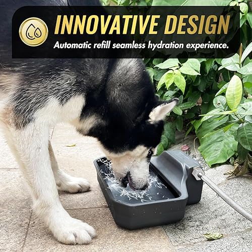 Miniatura 7 de Dispensador automático de agua de 135 onzas para perros grandes, dispensador de agua patentado para perros al aire libre, alimentador automático