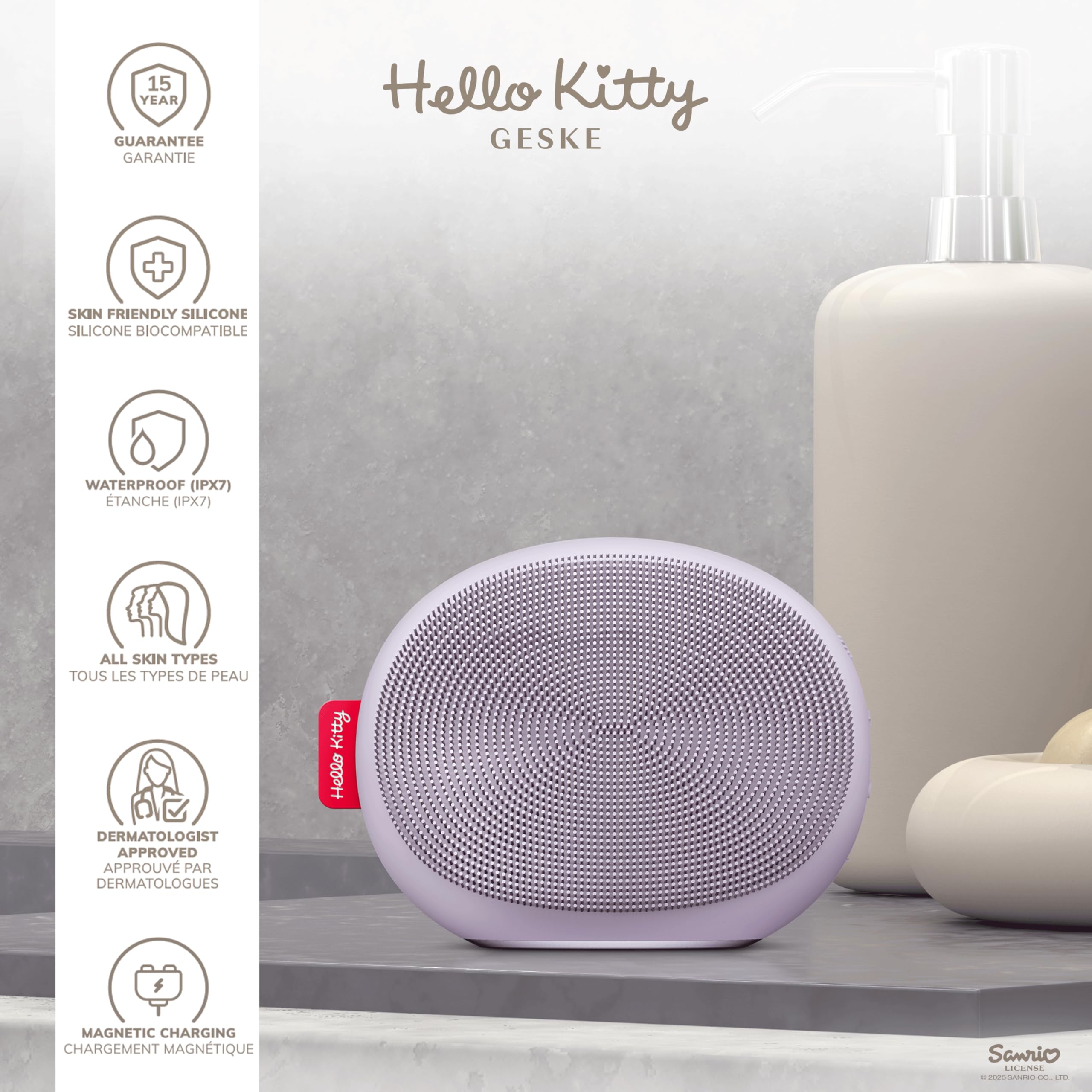 GESKE x Hello Kitty | SmartAppGuided™ Sonic Thermo Facial Brush | 5 in 1 | Hautreinigung | Reinigungsbürste mit Wärmefunktion | Gesichtsmassage | elektrische Gesichtsbürste | Gesichtsreinigungsgerät