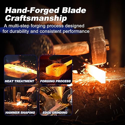 Miniatura 4 de Juego de Cuchillos de Carnicero, 4 PIEZAS Cuchillo de Chef Serbio Forjado a Mano de Alta Resistencia, Cuchillo de Carne, Cuchillo de Deshuesado,
