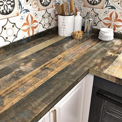 STICKEEP Papel tapiz adhesivo de madera para encimeras, papel tapiz impermeable con aspecto de madera, autoadhesivo, papel de contacto para