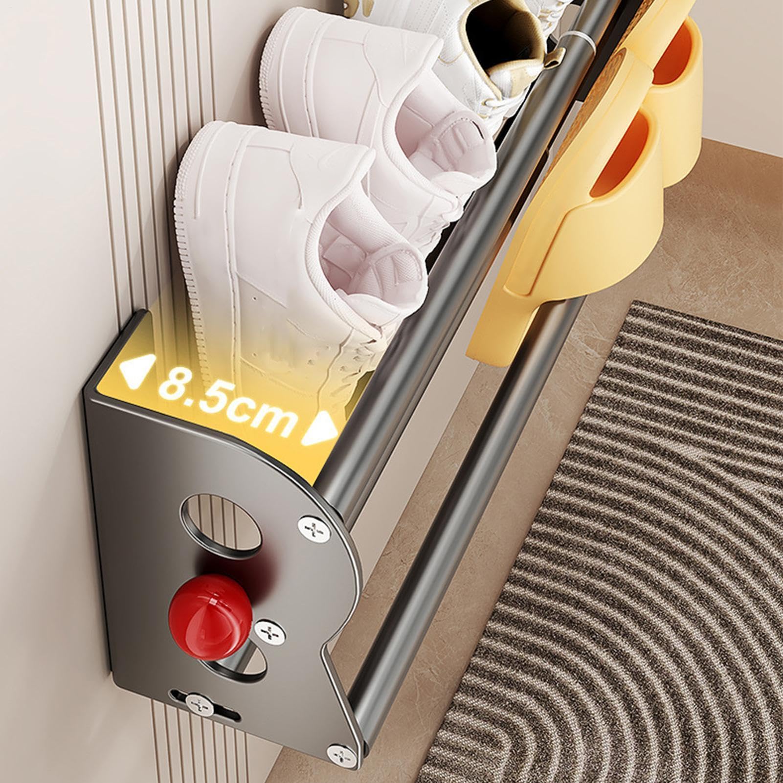 Zapatero de pared Organizador De 2 Niveles Extensible Magnético Sin Taladro | Soporte de zapatos para hogar, interior, entrada, sala de estar, dormitorio, hotel, residencia, autocaravana