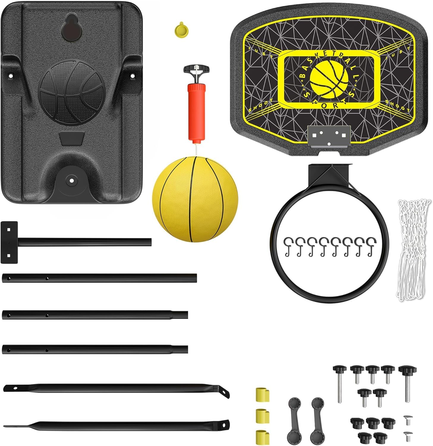 Canasta Baloncesto para Niños Canastas Baloncesto Infantiles Exterior Juego Portátil de Soporte de Baloncesto Ajustable en Altura 110-190cm