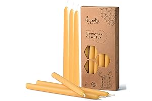 Hyoola 12-Pack Beeswax Taper Candles: Handcrafted, Golden Glow, and Long-Lasting