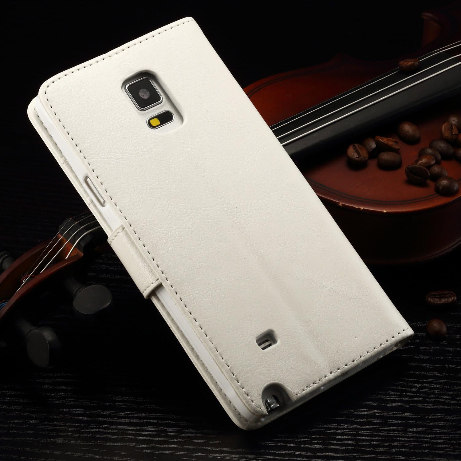 Joopapa Note 4 Case, Galaxy Note 4 Case, Galaxy Note 4 Luxury Fashion Pu Leather Magnet Wallet Flip Case Cover with Built-in Credit Card/ID Card Slots for Samsung Galaxy Note 4 (White)