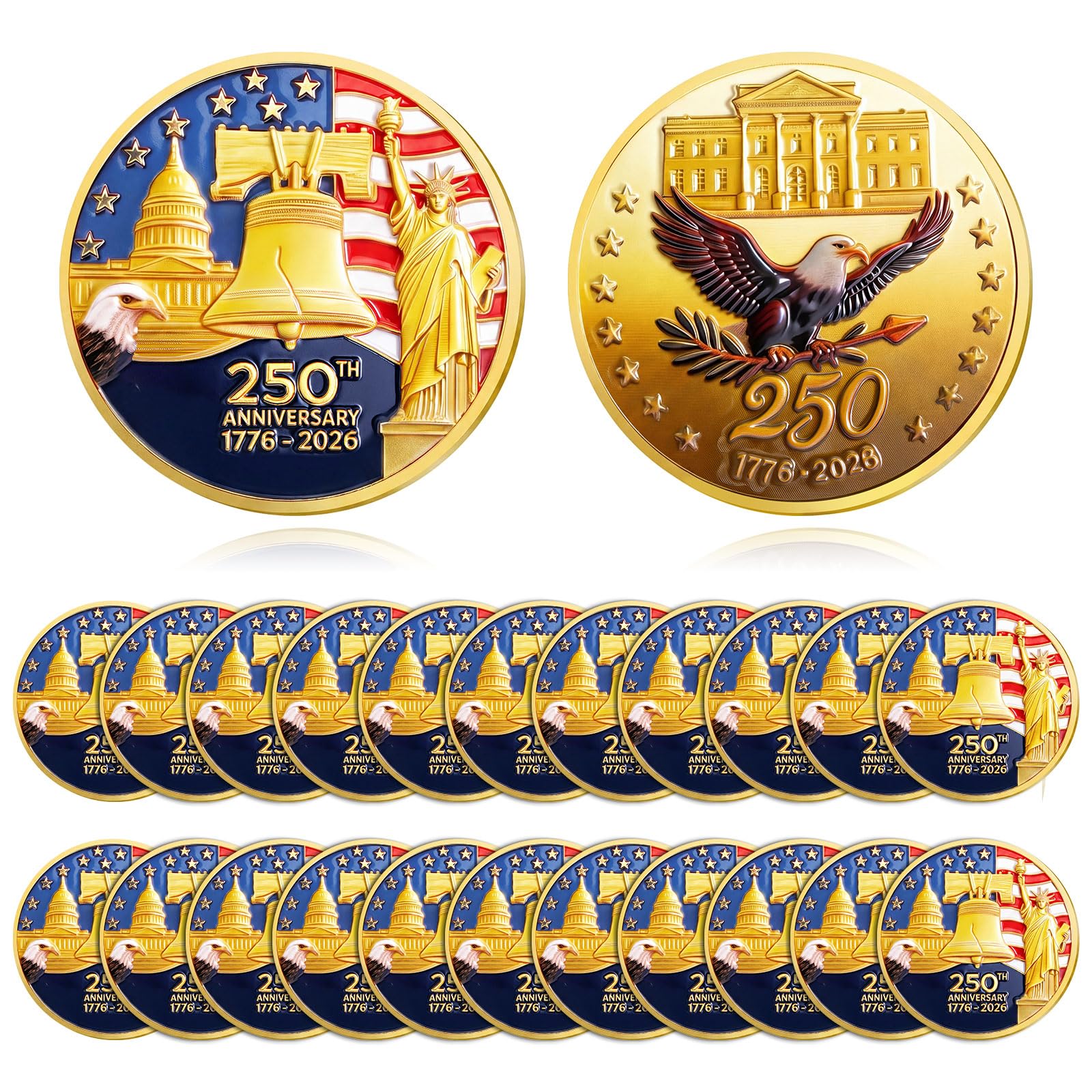 Photo 1 of Highergo 20 Pcs 250th Anniversary USA Commemorative Coins Eagle,Style 1