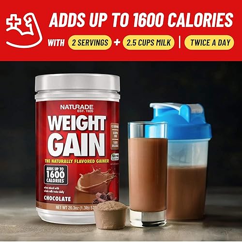 Miniatura 6 de Naturade - Mezcla de bebida natural para ganar peso - Sin gluten, sabor delicioso, 1600 calorías por porción - Ganador de masa con carbohidratos y