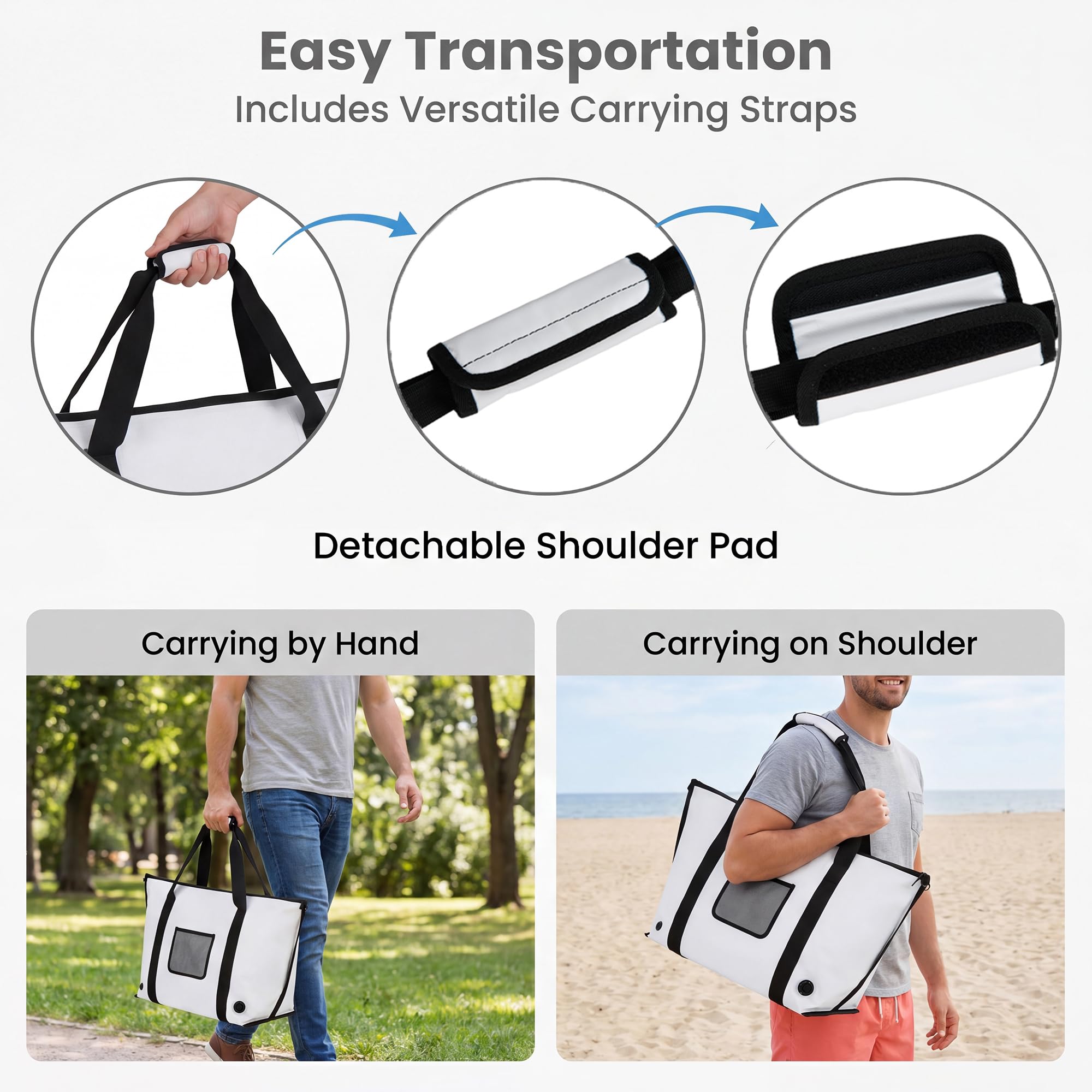 Lifezeal Bolsa Nevera Portátil 60/80L Térmica Impermeable (96 x 50 cm) | Bolsa de Pesca Plegable con Tapón de Drenaje, Aislamiento para Comida y Bebidas, Grande para Camping y Picnic