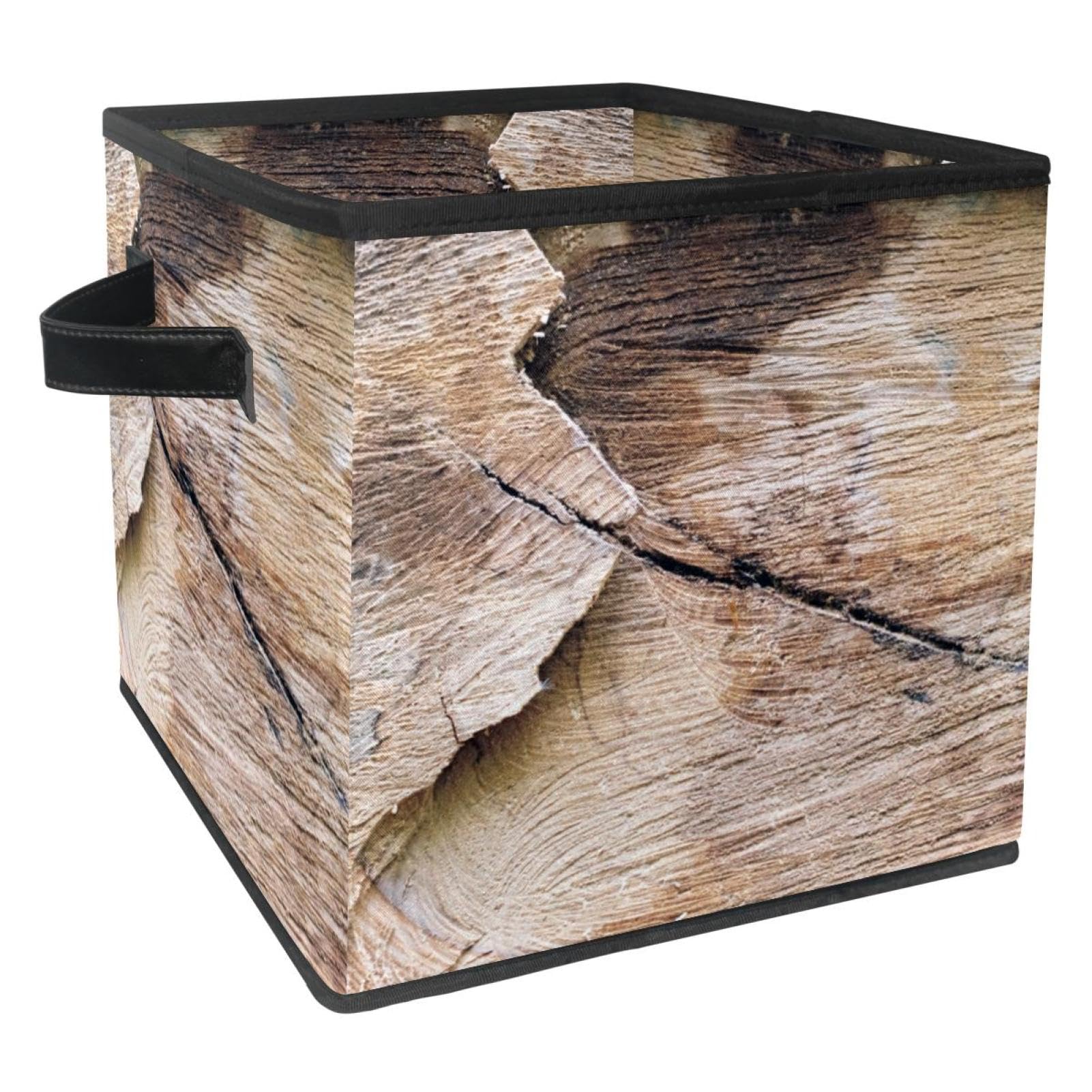 Boîte de rangement pliable de qualité supérieure motif bois naturel