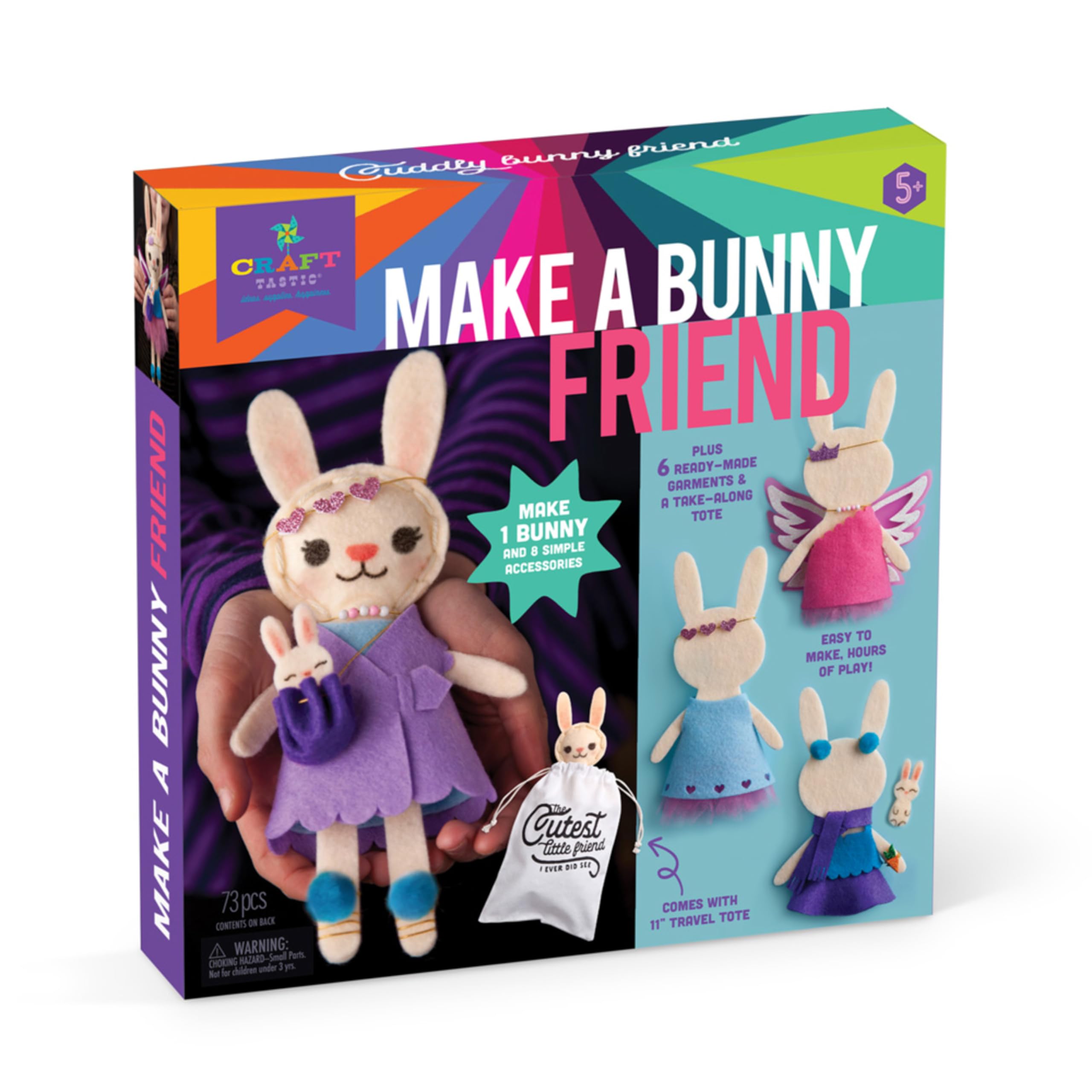 Craft-tasticMake a Bunny Friend Craft Kit – Learn to Make 1 Easy-to-Sew Stuffie with Clothes & Accessories