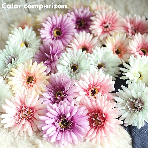 Miniatura 6 de 50 cabezas de margaritas artificiales, cabeza de flores para mamá, gerberas de crisanto, para decoración del hogar, decoración del hogar, coronas de