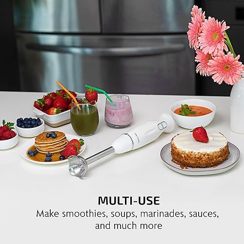 Miniatura 8 de OVENTE Batidora de Mano de Inmersión, Mezclador de Mano Portátil Eléctrico de 300W con 2 Velocidades de Mezcla y Cuchillas de Acero Inoxidable para