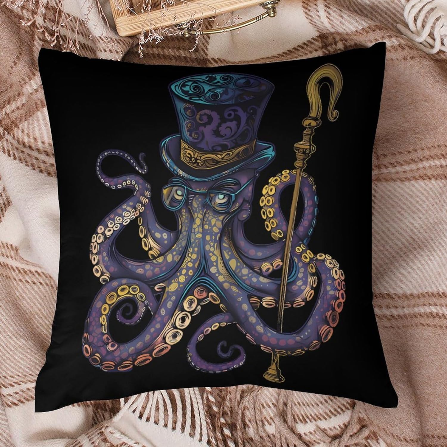 Octopus Doctor Printed Throw Pillow Case 4 Pcs Soft Pillowcases Pillows Covers Sofa Bed Decor 12/14/16/17/18/20/22/24/32 Inches