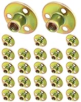 Vista 7 de QWORK Tuerca de placa de hierro de 3/8 "-16, juego de 25 piezas tuerca en T con base redonda de acero al carbono, tuercas en T de acero al carbono
