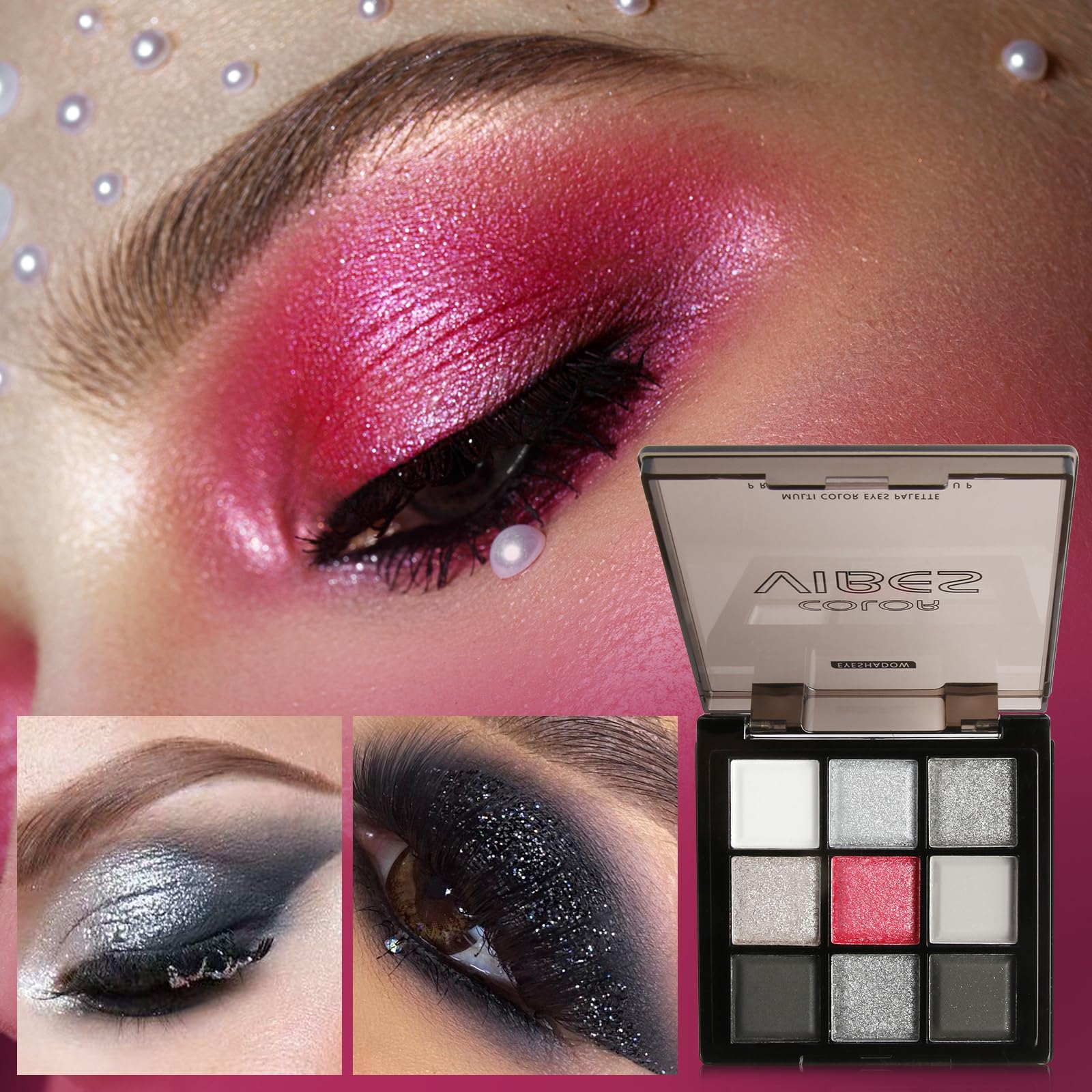 4 Pack Eyeshadow Palette Set, 9 Colours Eye Makeup Kit, Black, Purple, Lemon, Chocolate Eye Shadow Shades - Image 3
