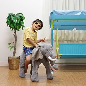 Amazon.co.jp: 不二貿易 座れるぬいぐるみ アニマルスツール ゾウ 耐