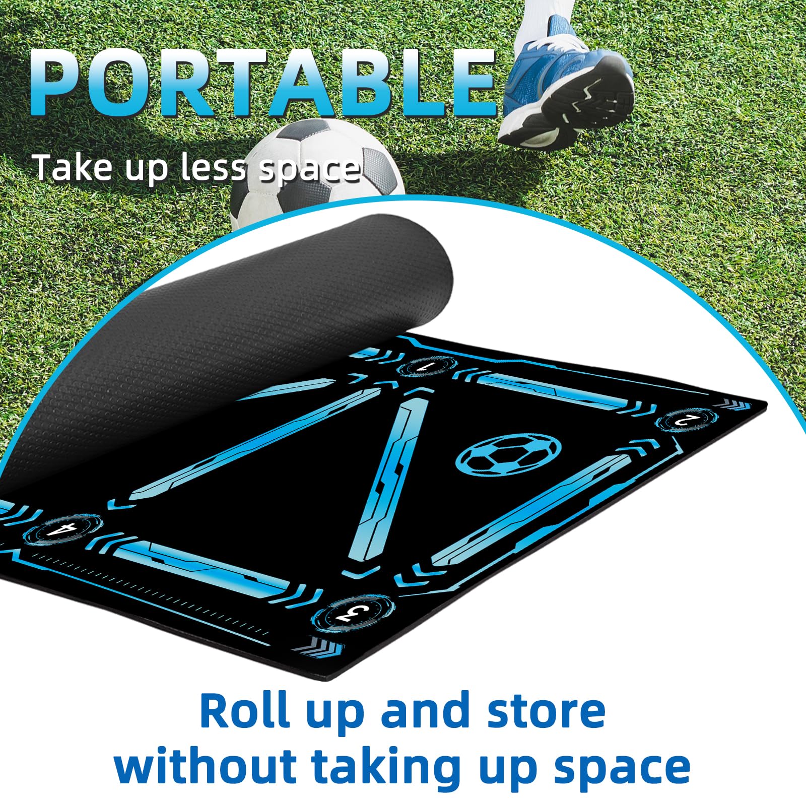 Soccer Training Mat, Soccer Training Equipment Includes Premium Anti-Slip Soccer Socks Improve Agility and Coordination,Anti-Slip Silent Absorption Football Footwork Mat