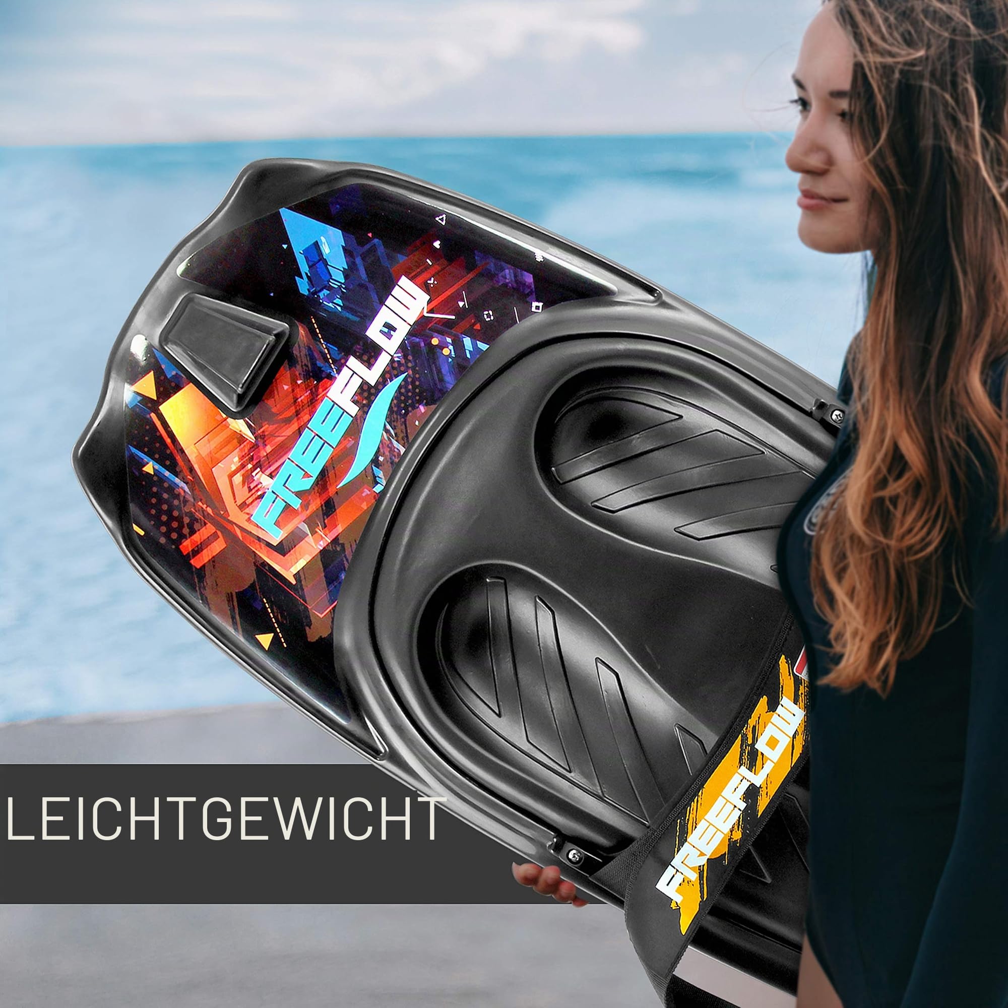 SereneLife Kneeboard Wassersport – Wakeboard mit Schlaufe, Surfbrett - mit Verstellbarem Gurt, Sommeraktivitäten für Sportbegeisterte, Sommer Wassersport- Ideal für Anfänger Kinder & Familien