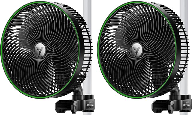 VIVOSUN AeroWave E9 Grow Tent Auto Oscillating Clip Fan, 9" Fan,2-Pack