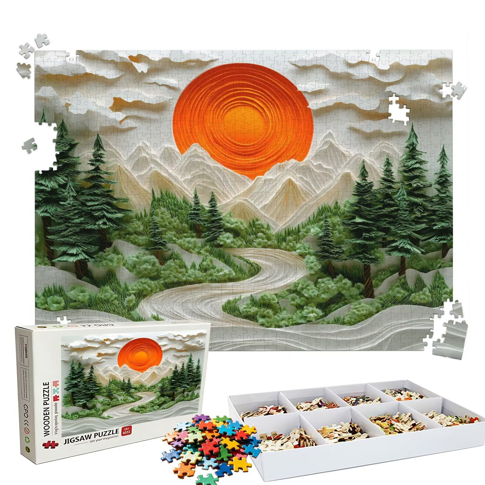 Puzzle taglio paesaggio, Puzzle Adulti 3000 pezzi, Puzzles Legno con Squisita Scatola di Imballaggio, Rompicapo per Esperti con Incastro Perfetto, Stampa Alta Definizione, Regalo per Adulti W3H-767