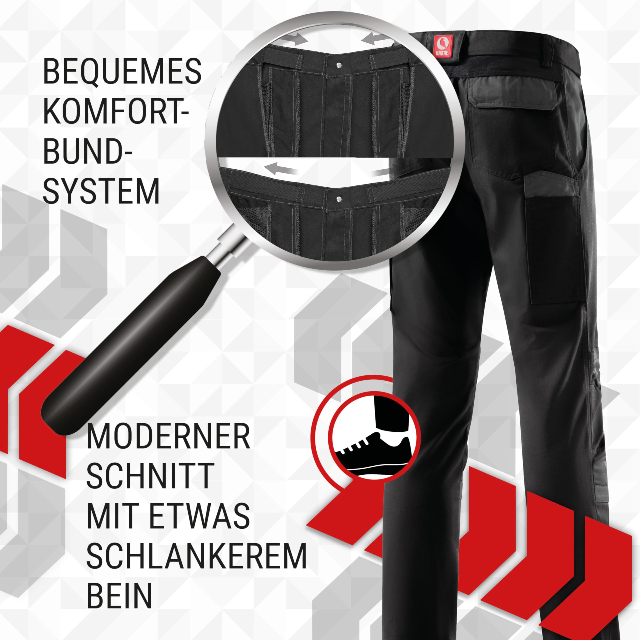 KRÄHE WORKWEAR Profession Pro EVO spodnie robocze ze stretchem I Made in Europe I nasz wszechstronny talent spełniający najwyższe wymagania dotyczące wytrzymałości i jakości