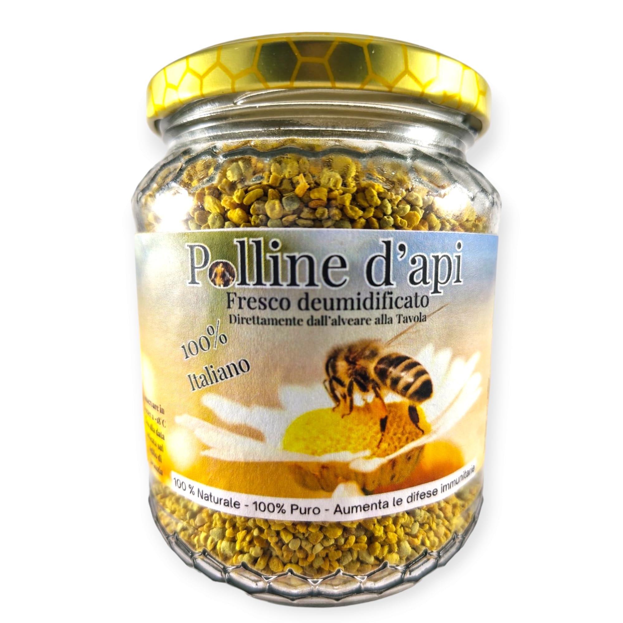 Polline d'Api Italiano Calabrese – Agricoltura Artigianale, 100% Puro e Senza Additivi | Il Puttino, Virelli, Cutro | Ricco di Proteine e Minerali, Energia a Colazione (200 Grammi, POLLINE)