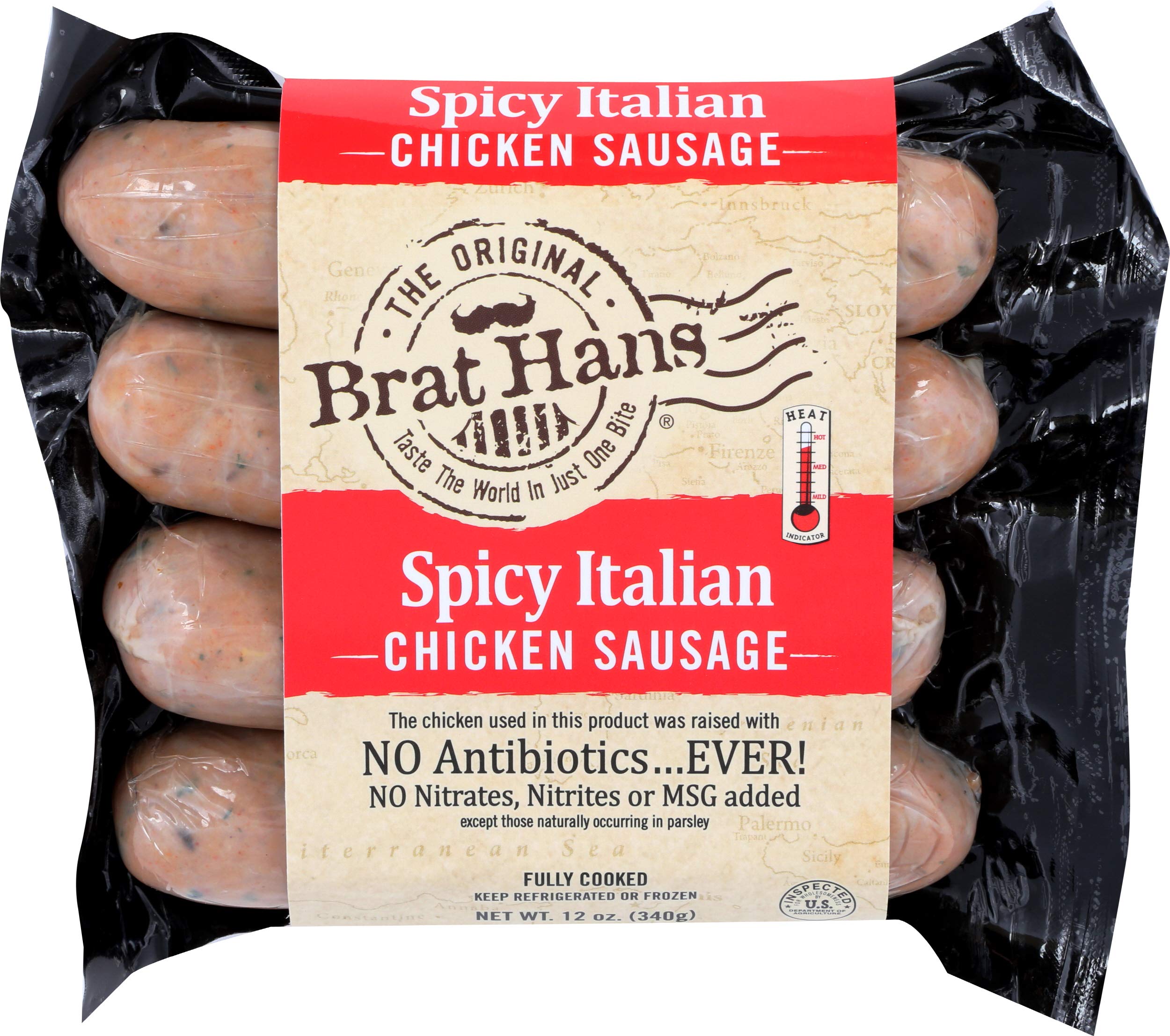 The Original Brat Hans Spicy Italian Chicken Sausage, 12 Ounce