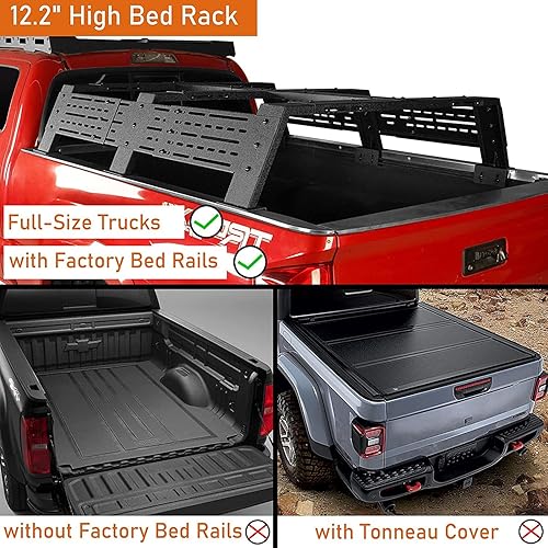 Miniatura 2 de Hooke Road Estante de cama de 12.2 pulgadas de alto para camiones de tamaño completo con rieles de cama, compatible con Toyota Tundra 07-23 y Toyota