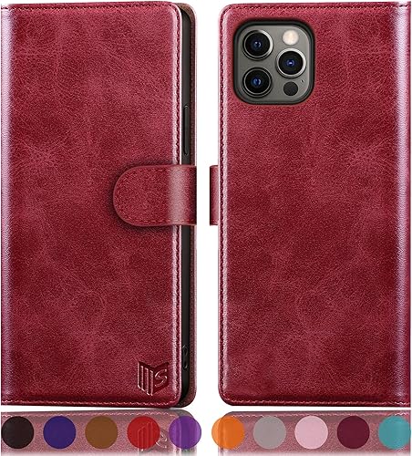 SUANPOT Funda tipo cartera para iPhone 13 Pro Max 6.7 5G con bloqueo RFID, tarjetero y tarjetero, de piel sintética, a prueba de golpes, para Apple