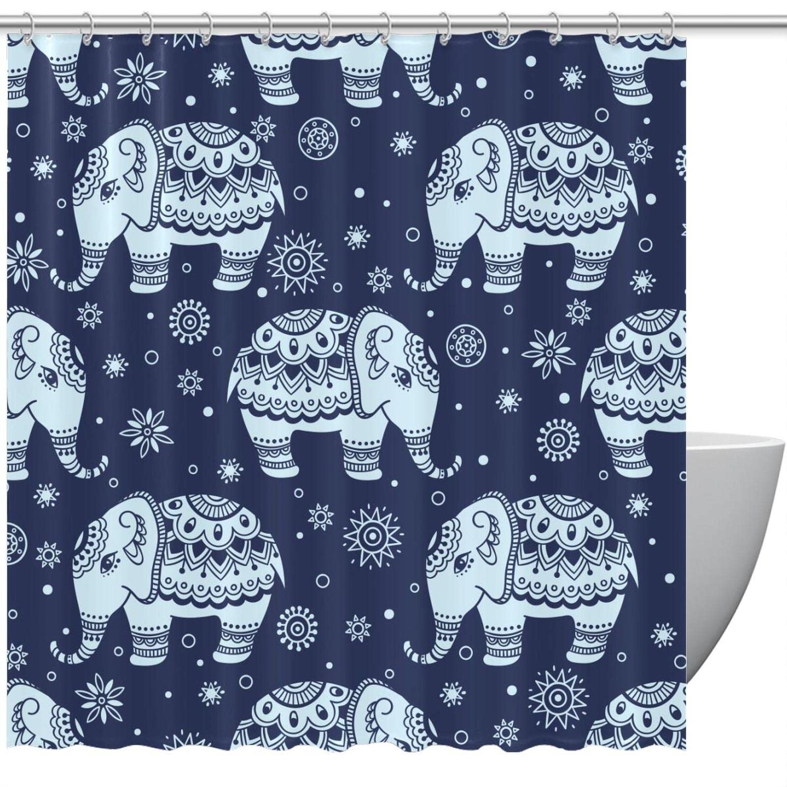 Rideau de douche éléphant coloré pour une salle de bain évasion