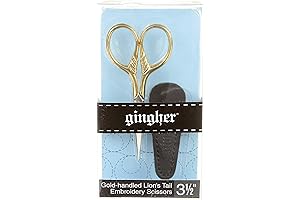 Gingher: Premium 3.5" Precision Gold-Handled Lion's Tail Embroidery Scissors