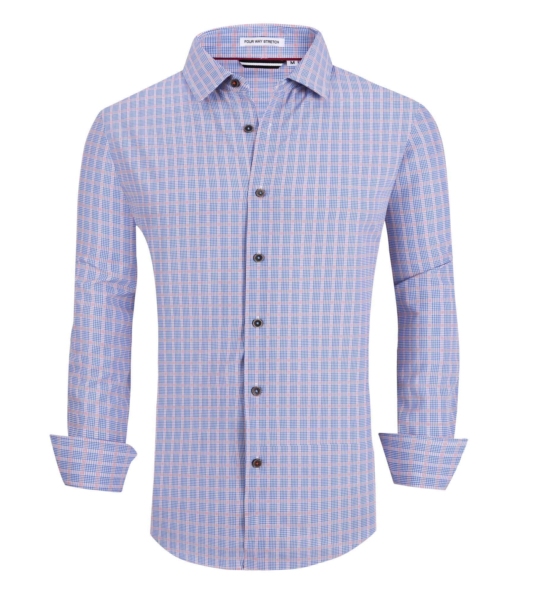 Alex VandoMens Button Down Shirts Wrinkle Free 4-Way Stretch Print Business Casual Shirt