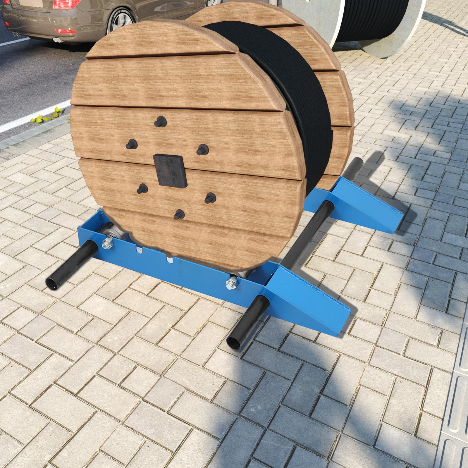 Dispenser Per Bobine Di Cavo Con Rullo Regolabile A 3 Livelli, Per Bobine Ø30-120cm, Telaio In Acciaio Per Uso Industriale E Gestione Efficiente Dei Cavi